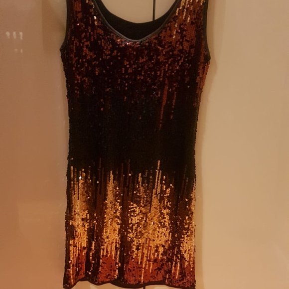 Vero Moda Gold/Gold/Bronze Sequin Mini Dress - Picture 3 of 4